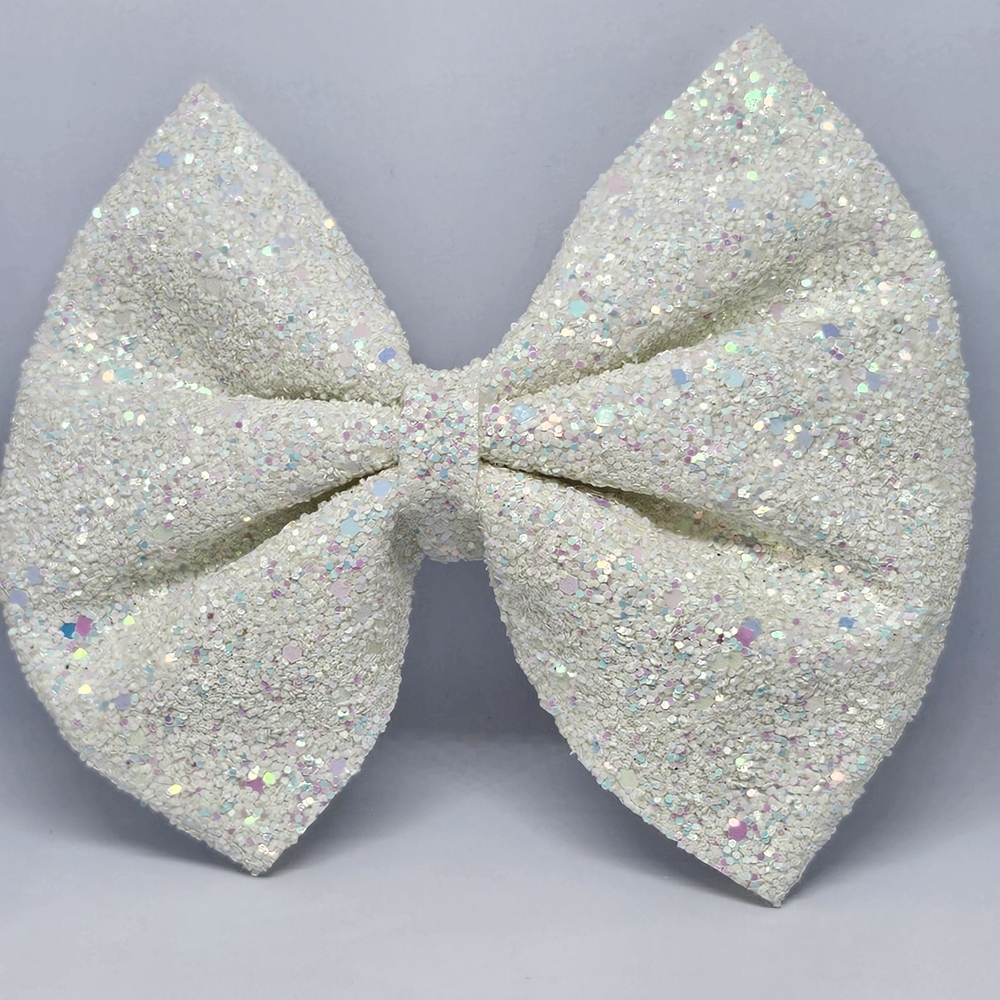 White Glittery Hair Bow - Picture 3 of 3